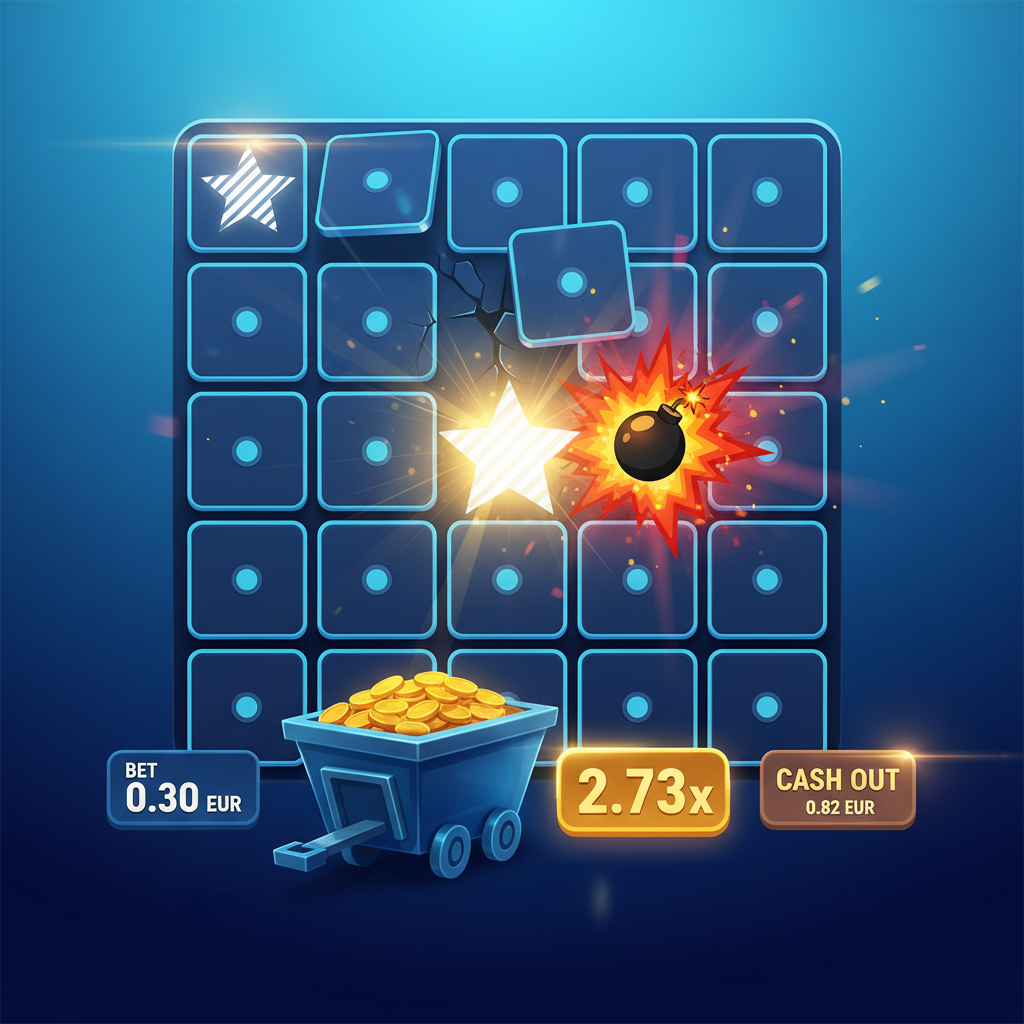 Schermata principale del gioco Mines di SPRIBE con griglia 5x5 e pannello scommesse